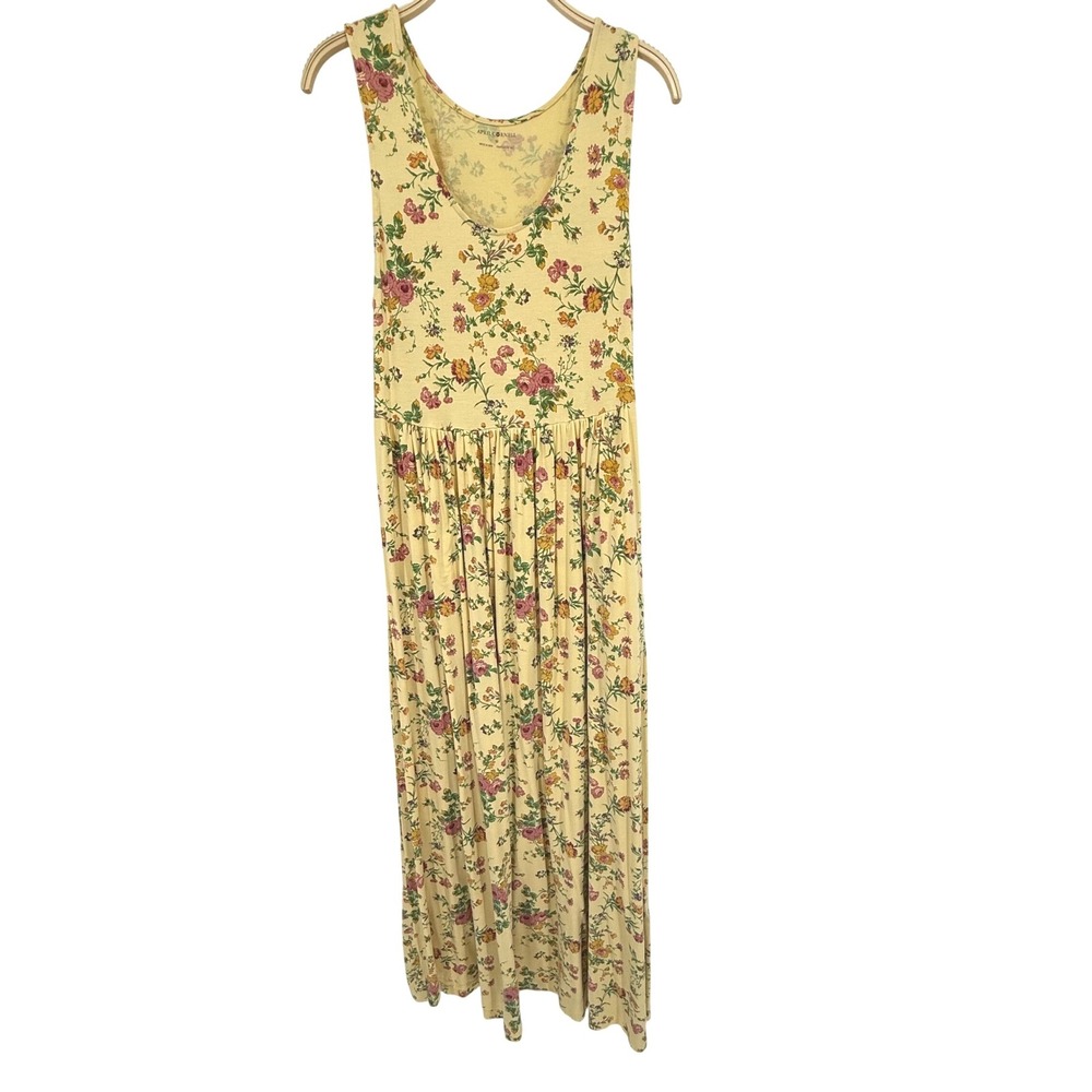 April Cornell Floral Maxi Dress Womens Medium Yellow Excellent Cottagecore Boho